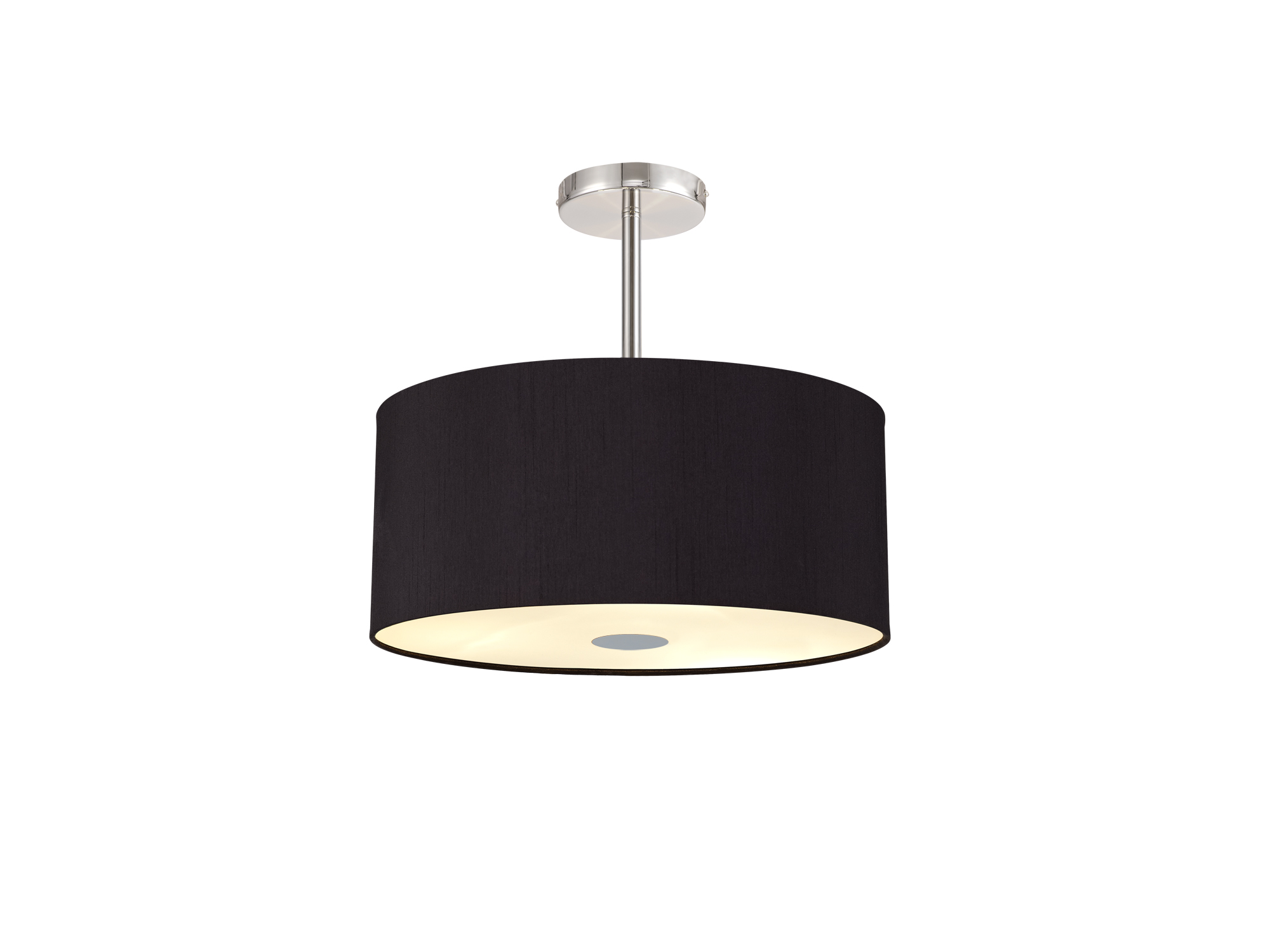 DK0457  Baymont 40cm Semi Flush 5 Light Polished Chrome, Midnight Black/Green Olive, Frosted Diffuser